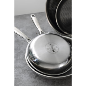 Juego de sartén ø24x4,7cm + wok ø28x8cm en acero inoxidable masterpro