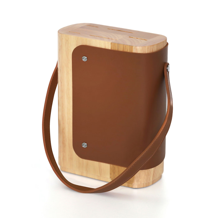 Yao - Bloc en bois d'hévéa pour 5 couteaux de cuisine