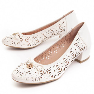 Zapatos De Tacón - Blanco - Altura: 3 cm