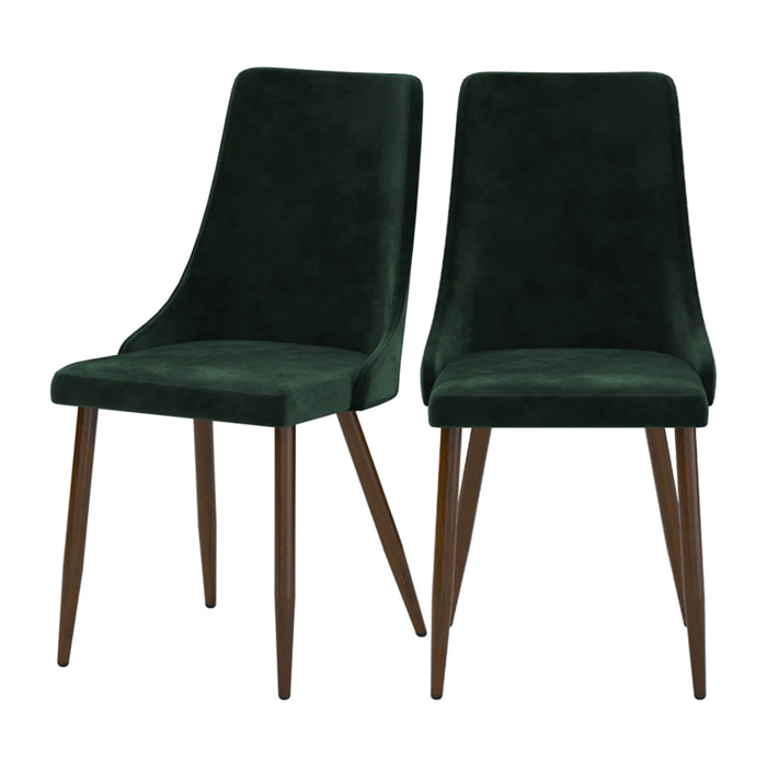 Lot de 2 chaises en velours vert - Vinni