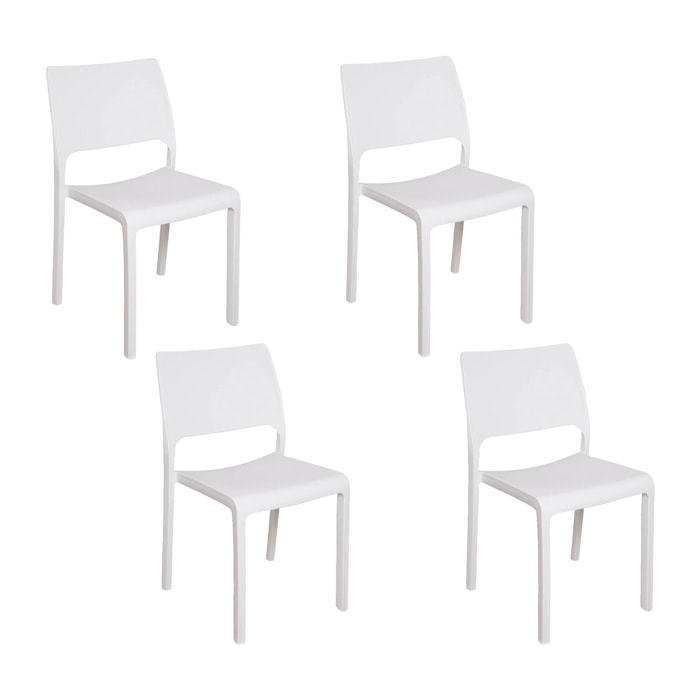 Set di 4 sedie da esterno Cereseto, Seduta da giardino, Per indoor o outdoor, Impilabile, Made in Italy, 47x53 h82 cm, Bianco