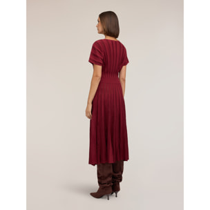 Motivi - Vestito flare in maglia plissé - Rosso