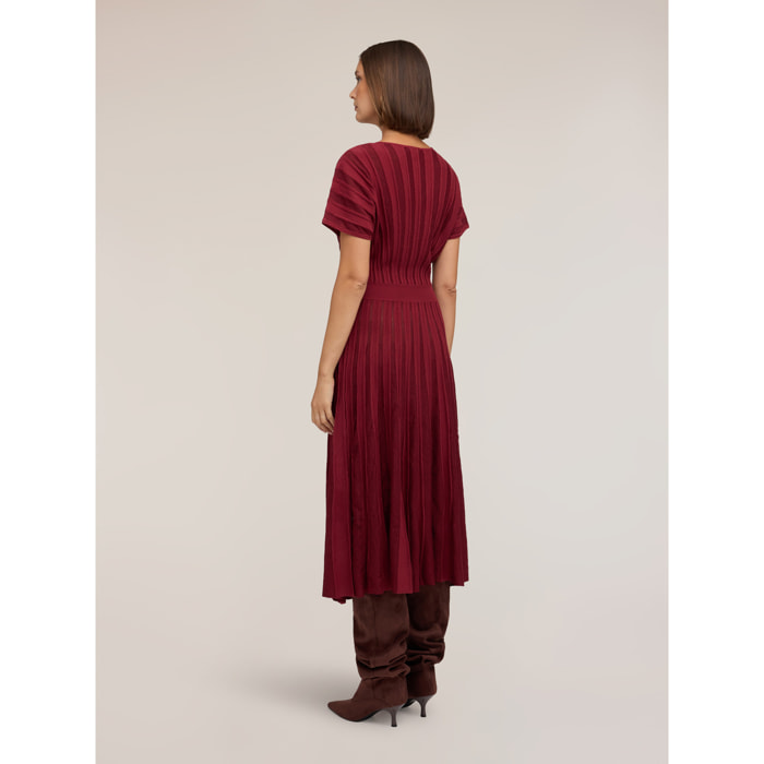 Motivi - Vestito flare in maglia plissé - Rosso