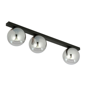 Lampada a sospensione FIT in acciaio nero con diffusori in vetro grafite