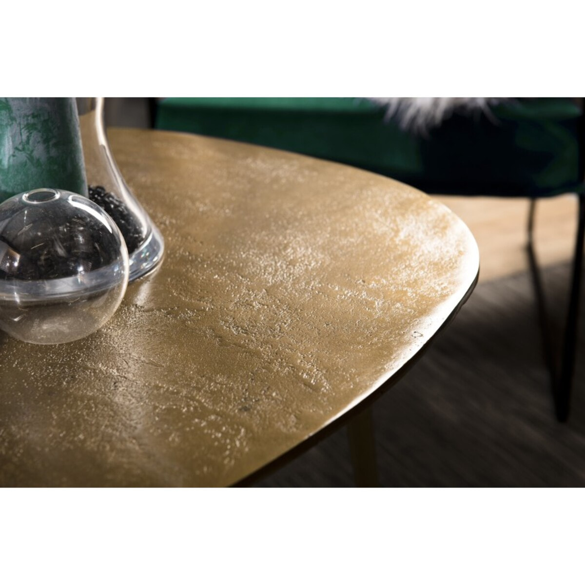 JOHAN - Table basse goutte d'eau aluminium doré