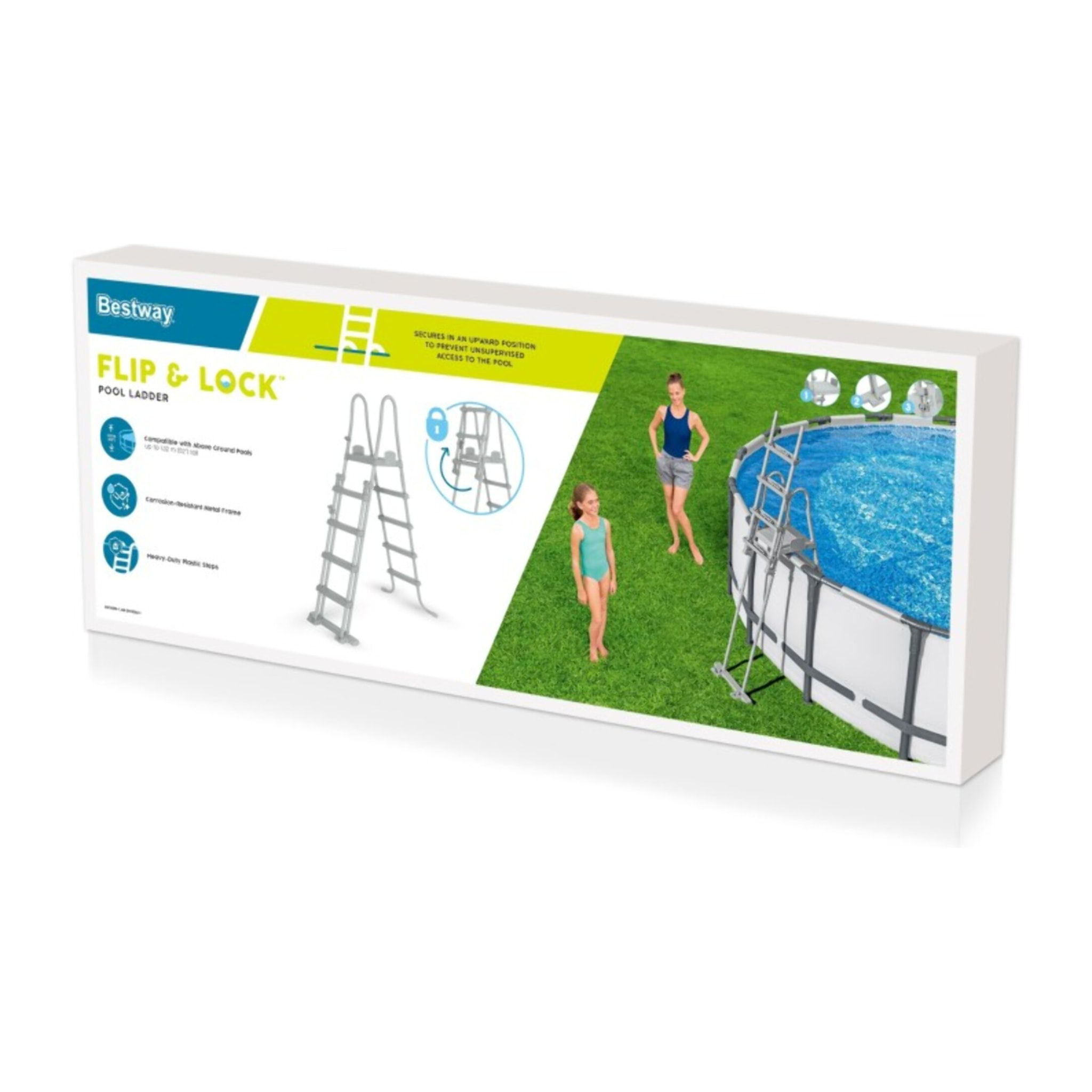 Bestway Échelle sécurisée pour piscine hors-sol jusqu'à hauteur 132 cm - 2 x 4 marches