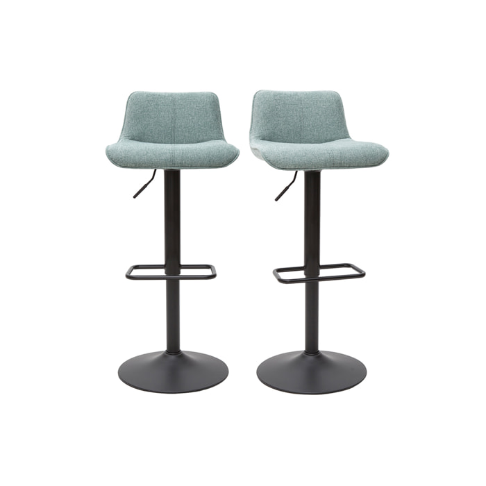 Tabourets de bar réglables en tissu effet velours texturé vert céladon et métal (lot de 2) BOOST