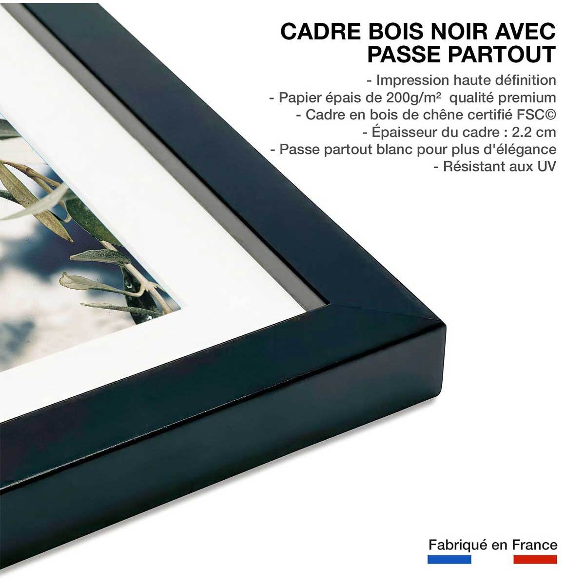 Poster kalamata, olivier grec Affiche + cadre en bois - Noir
