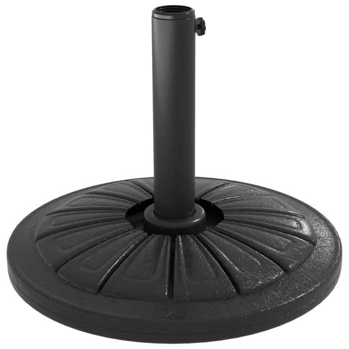 Base de Sombrilla Redondo Soporte para Parasol de HDPE Rellenable de Cemento Peso 13 kg para Poste de Parasol de Ø38/48 mm Ø43x32 cm Negro
