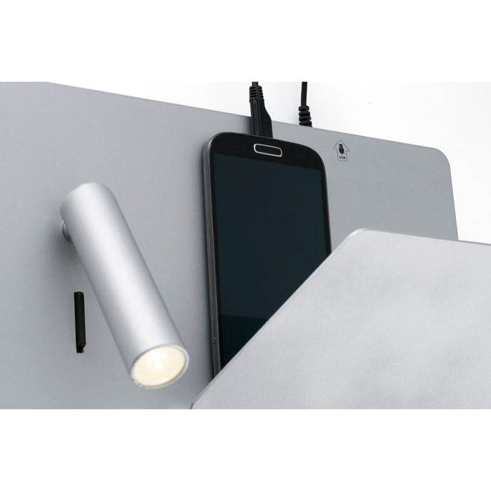 SUAU USB A Lampada da parete grigio con lettore destra