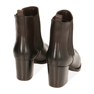 Chelsea boots testa di moro in pelle, tacco 6,5 cm