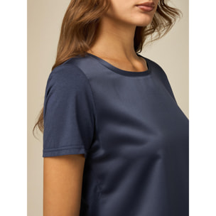 Oltre - T-shirt bimaterica - Blu