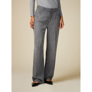 Oltre - Jeans wide leg grigi in tencel - Grigio