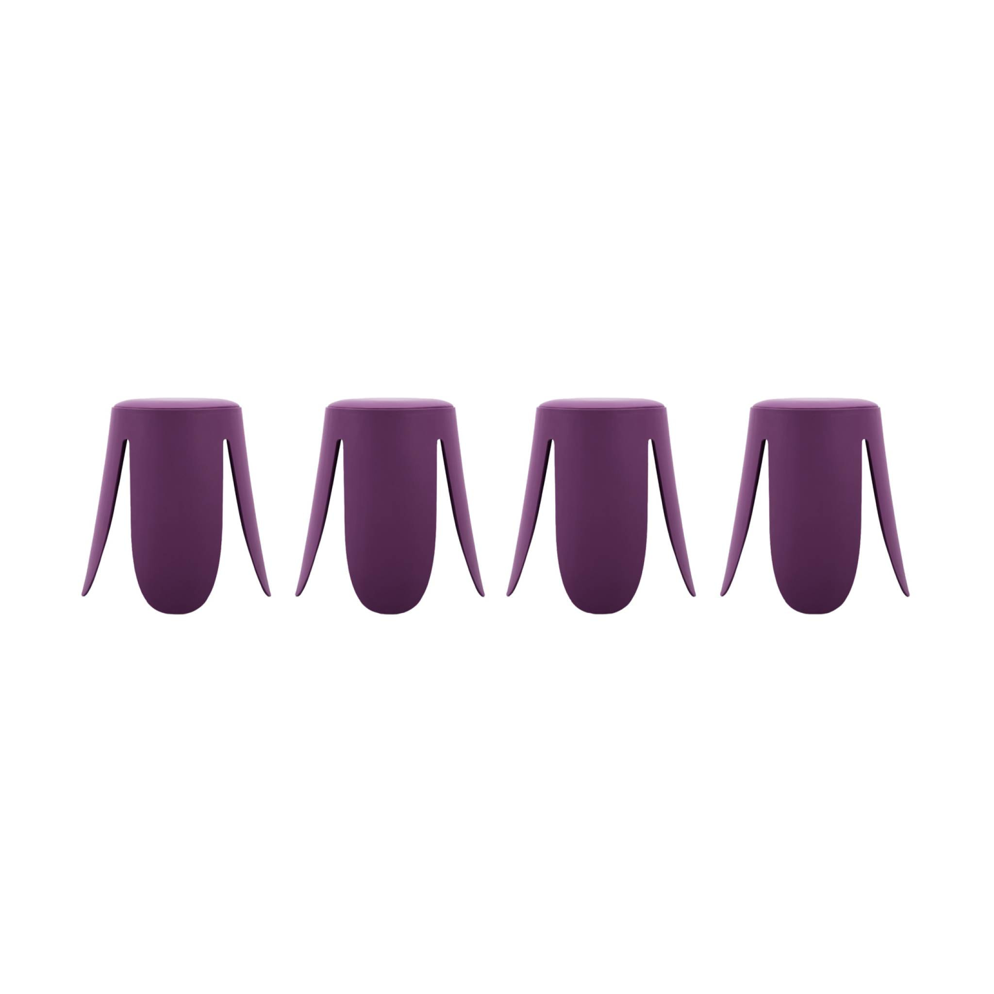 Set de 4 tabourets empilables simili cuir violet. Niki Ø30 / 44 x H46cm