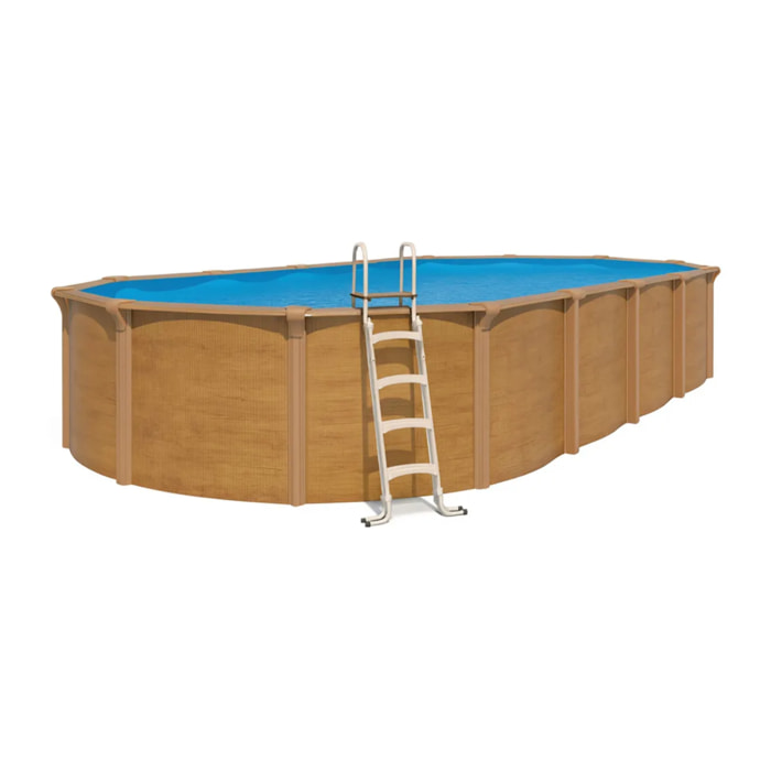 Piscine hors sol acier ovale 9,15 x 4,55 x 1,32 m aspect bois OSMOSE