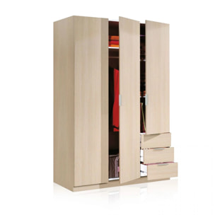 Armario Hexa 3 puertas 3 cajones Roble