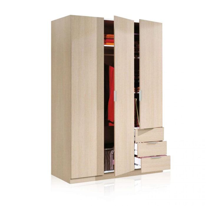 Armario Hexa 3 puertas 3 cajones Roble