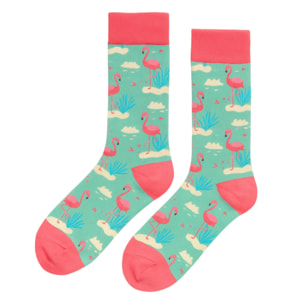 Calcetines Altos Divertidos Unisex con Dibujos de Flamencos, Talla única 27-35
