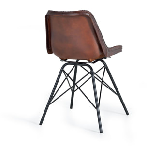 Silla de Piel 45 Cm Estilo Industrial