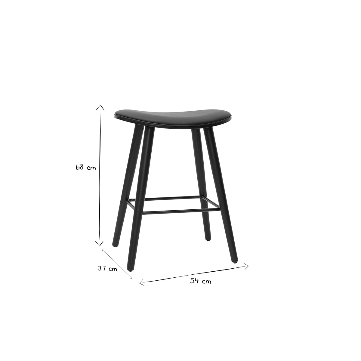 Tabourets de bar design noirs H65 cm (lot de 2) MEADOW