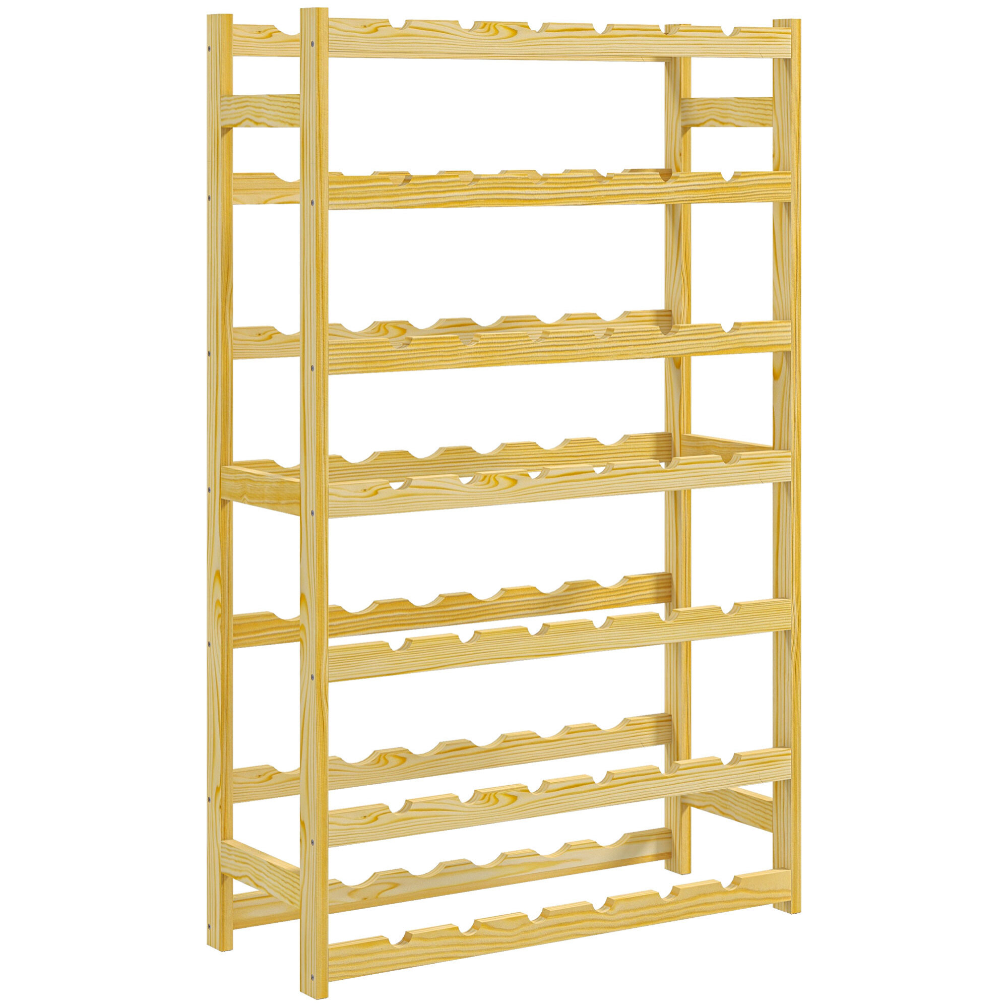 Casier bouteilles vin 42 bouteilles - rack à bouteille en bois 7 niveaux - range bouteille pin verni