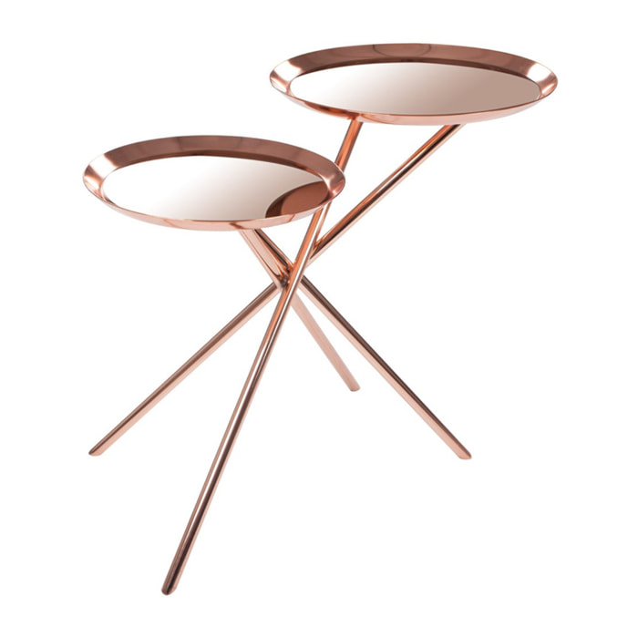 Tavolino di design Ella in oro rosa e specchio