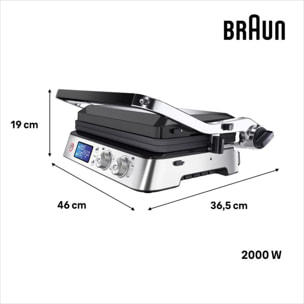 Grille-viande BRAUN CG9047 inox 3 jeux de plaques amovibles, 37x23 cm