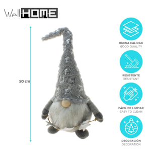 Gnomo decorativo navideño gris con gorro alto de estilo nórdico
