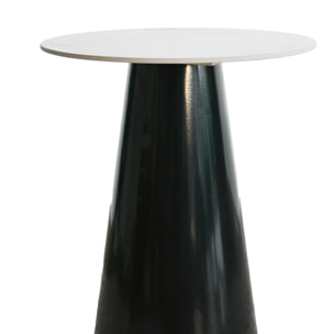 Tavolo Ring Pietra Effetto Marmo Base Nera