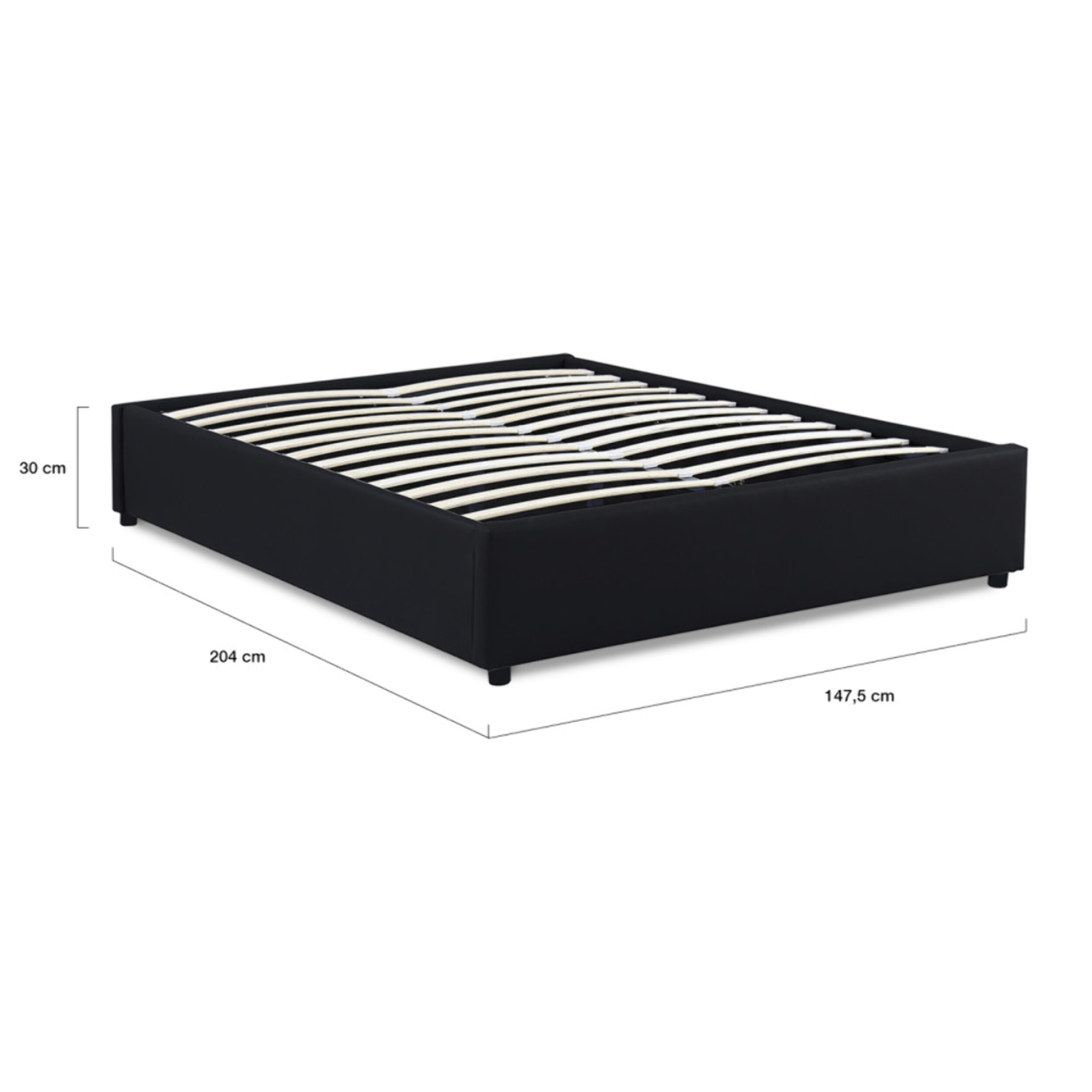 Lit coffre Otto en similicuir noir avec sommier 140x190cm