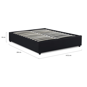 Lit coffre Otto en similicuir noir avec sommier 140x190cm