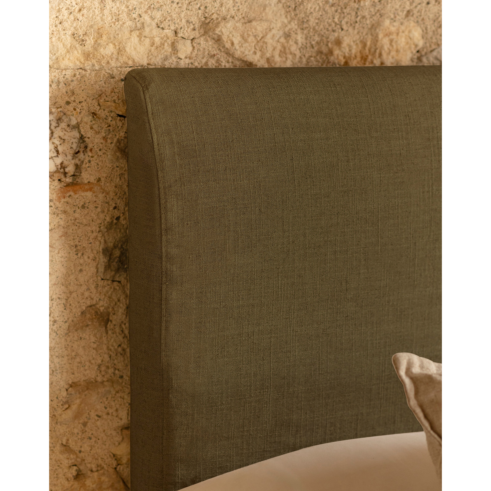 Funda para cabecero de lino verde de varias medidas