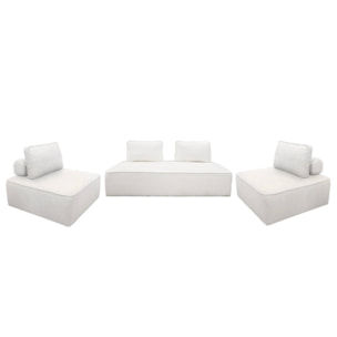 Ensemble chauffeuses pour canapé modulable 4 places bouclette crème - Bao