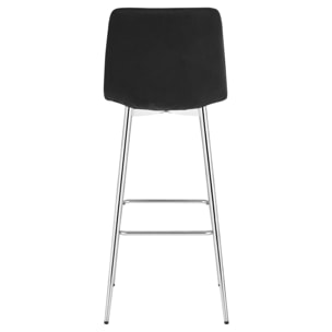 Sgabello Arceto in velluto nero con gambe cromate