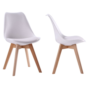 Lot de 4 chaises scandinaves NORA blanches avec coussin