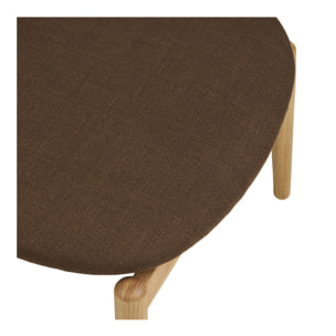 Olvera - Poggiapiedi in poliestere naturale/marrone con gambe in rovere FSC® 53,5x43x38 cm