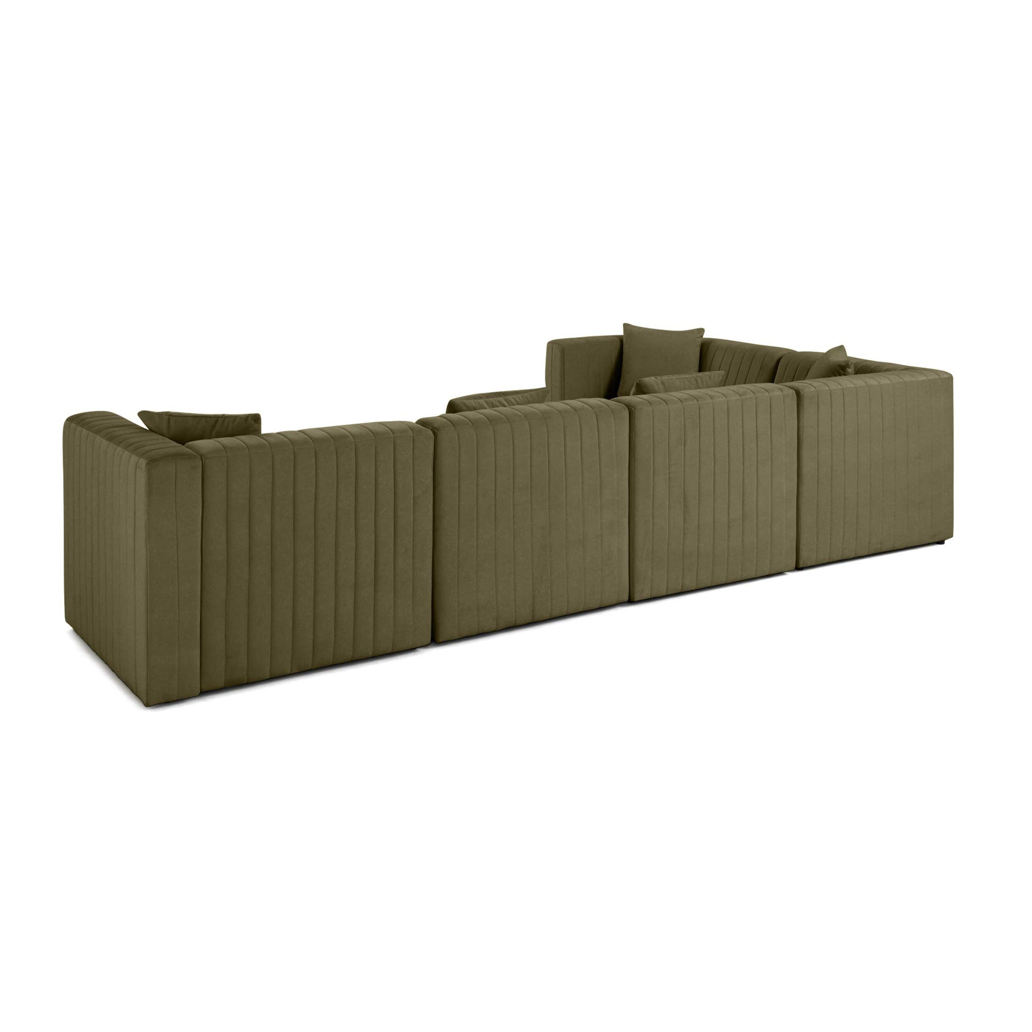 Nova - canapé modulable d'angle réversible - 6 places - en velours - Vert