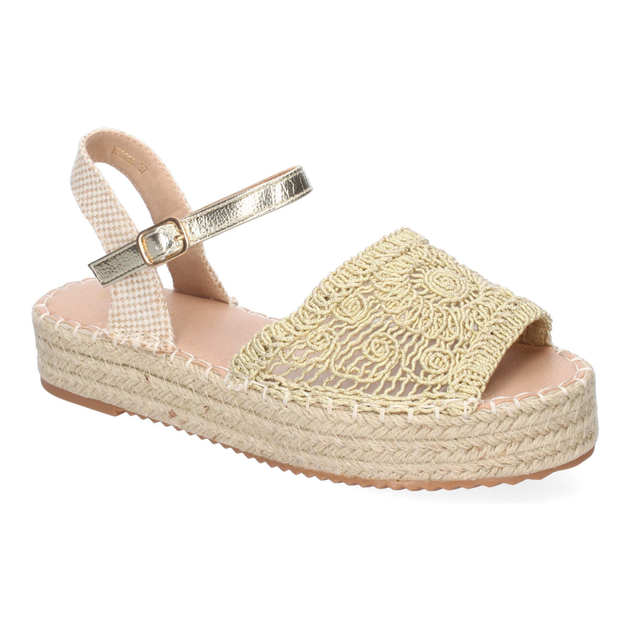 Sandalia de Plataforma para Mujer, Comoda, Forrada de Yute, Pala Abierta y Entrelazada