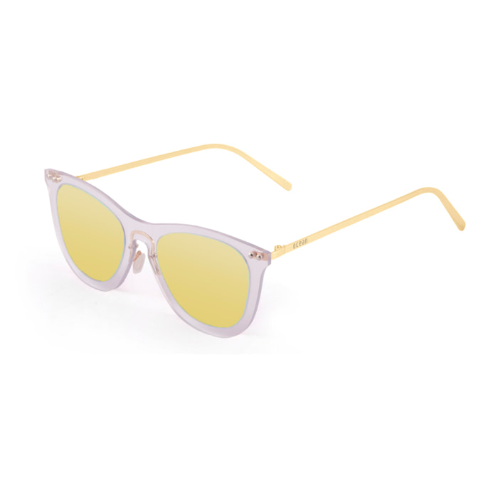 Gafas de sol OCEAN GENOVA - Blanco transparente / De espejo dorado y patillas de metal dorado mate