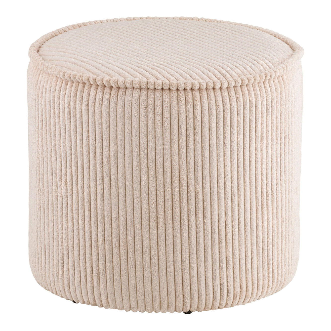 Pouf Taupo in velluto a coste beige ø40×35 cm