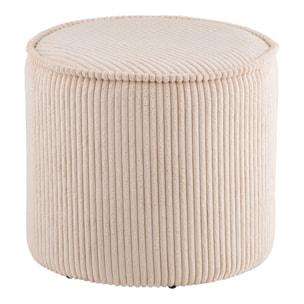 Pouf Taupo in velluto a coste beige ø40×35 cm