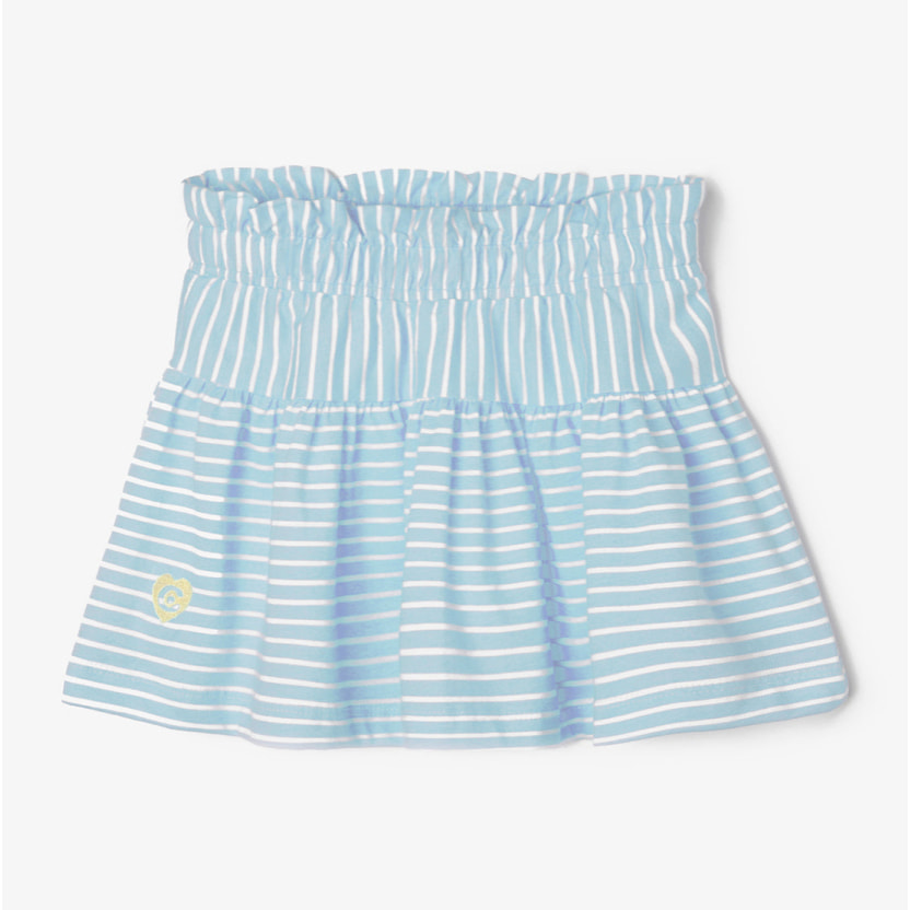 Girl's Bluish Stripes Logo Skirt