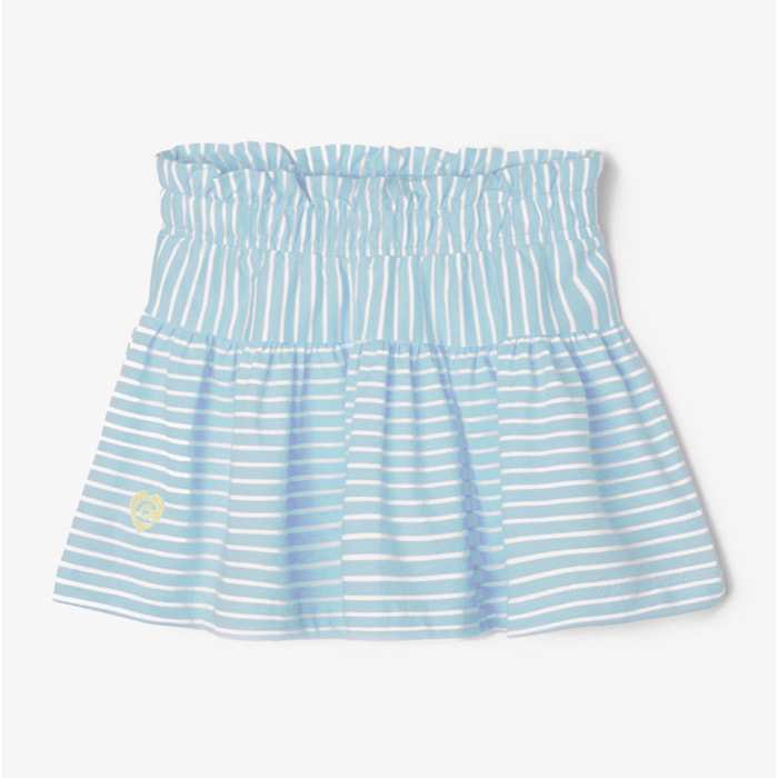 Girl's Bluish Stripes Logo Skirt