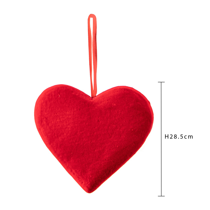Cuore Floccato. Altezza 30 Cm - Pezzi 3 - 28,5X3X26cm - Colore: rosso - Bianchi Dino - Articoli Natalizi