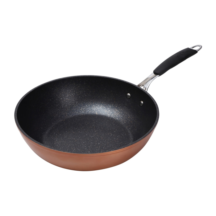 Wok 28x8 cm de Aluminio Forjado - Antiadherente PPG QUANTANIUM Color Cobre Copper Infinity Chef