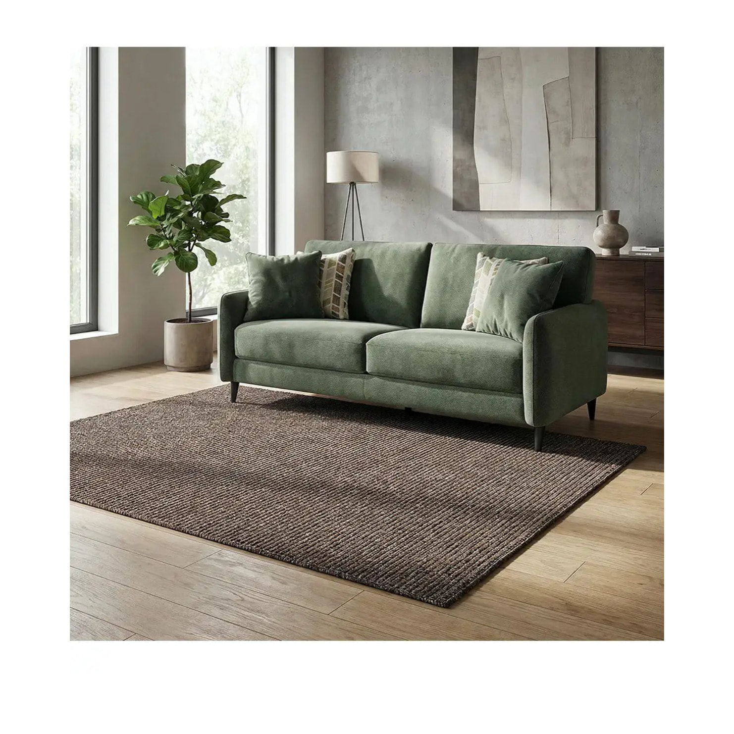 LUMEN Alfombra lavable lisa con bucles marrón, varias medidas disponibles.