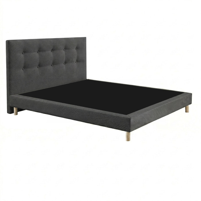 Sommier + tête de lit gris foncé