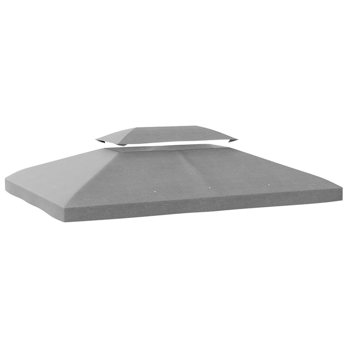 Techo de Repuesto para Cenador, 4x3 m, Cubierta de Repuesto con Techo Doble, 10 Orificios de Drenaje y Protección UV, SOLO Toldo de Recambio para Pabellón Gazebo, Gris Claro