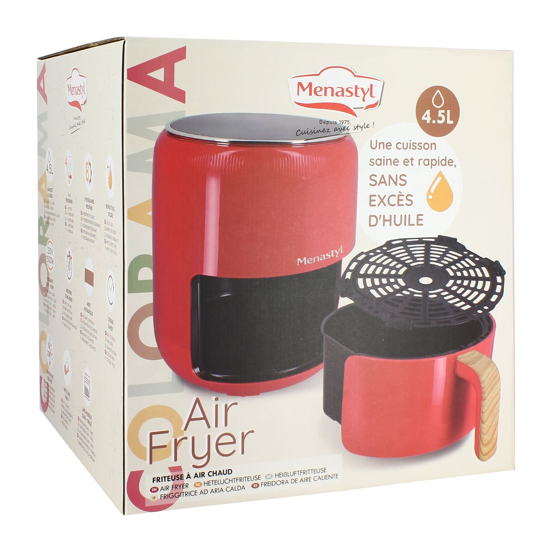 Friteuse sans huile 4,5L rouge COLORAMA