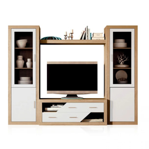 Salón modular con gran capacidad de almacenaje en cambria y blanco 250 cm Nuka V5 Cambria - Blanco
